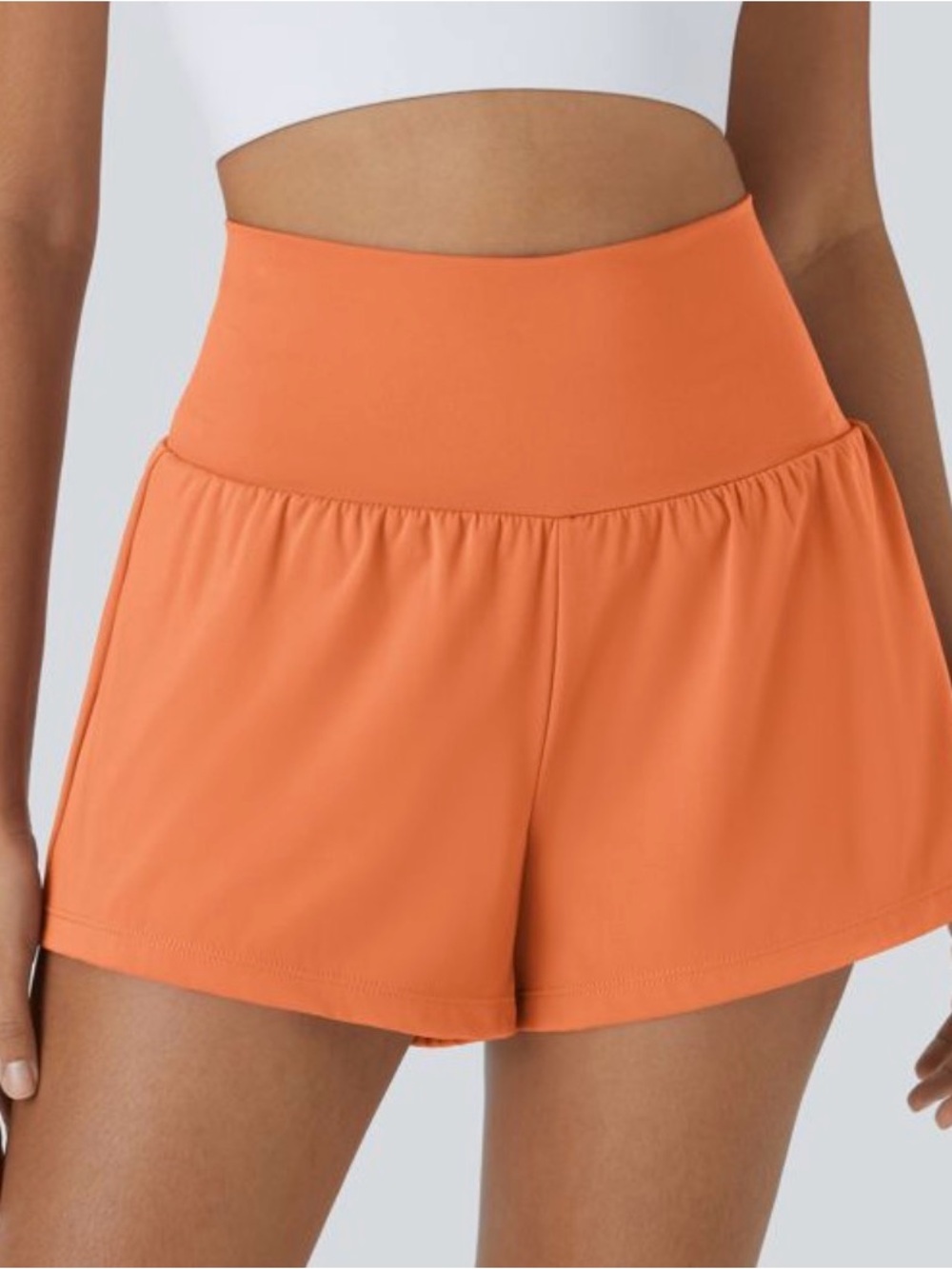 Halara SoftlyZero Airy Super High Waisted 2-in-1 Shorts XS Orange 3” Lounge - Picture 2 of 10